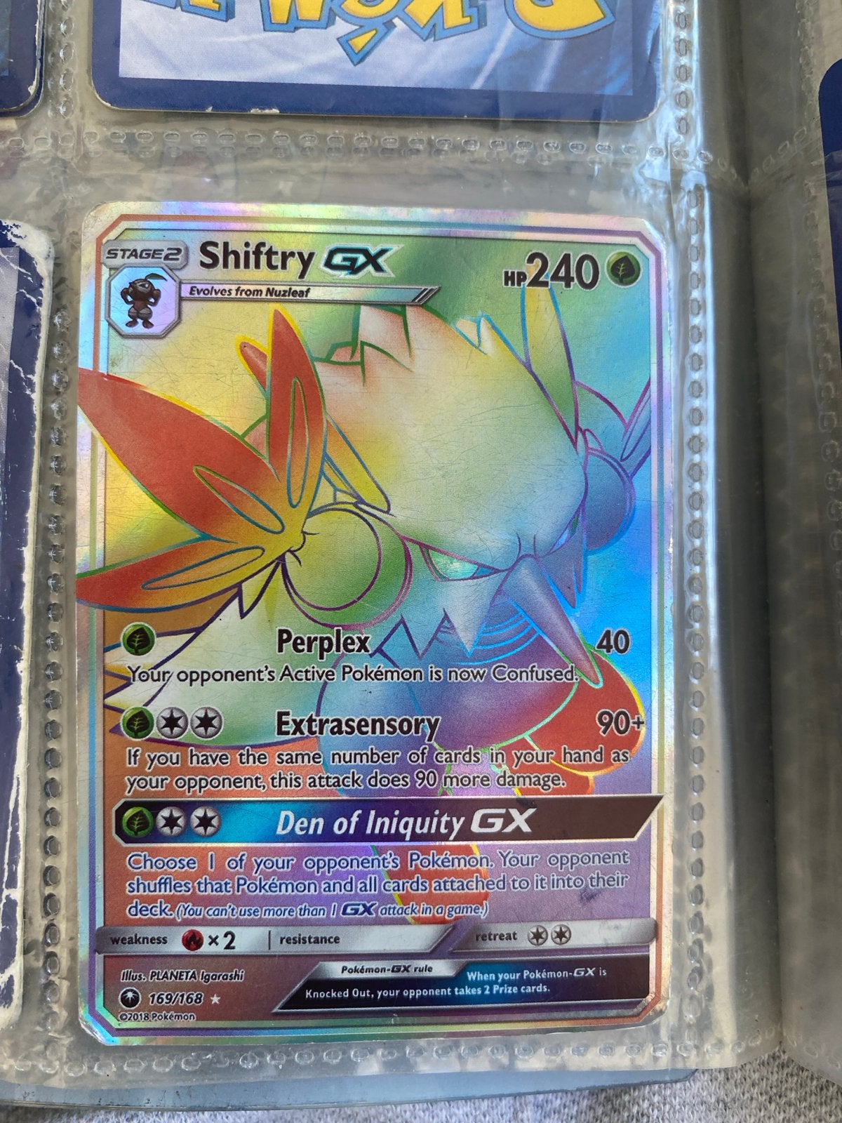 Pokémon Kaart: Shiftry GX (Rainbow Rare, 169/168), Ophalen, Zo goed als nieuw, Losse kaart, Foil