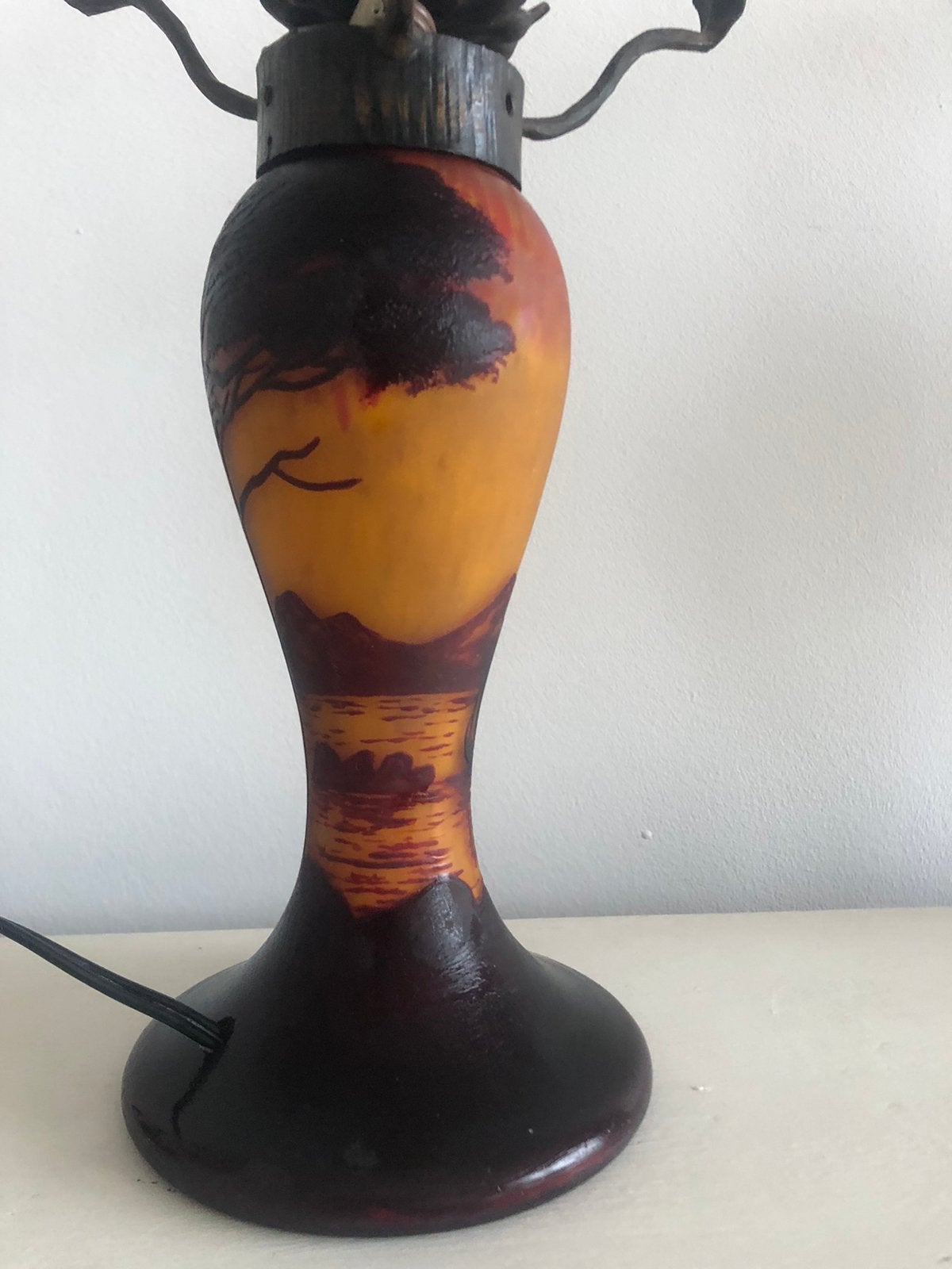 Lampvoet cameoglas Degue, Ophalen of Verzenden