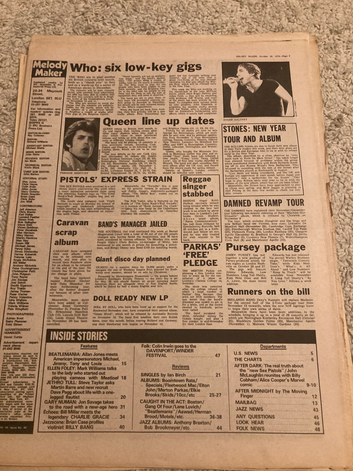 MELODY MAKER 1979 Gary Numan HERMAN BROOD Moptops NIAGARA, Ophalen of Verzenden, Gelezen, Muziek, Film of Tv