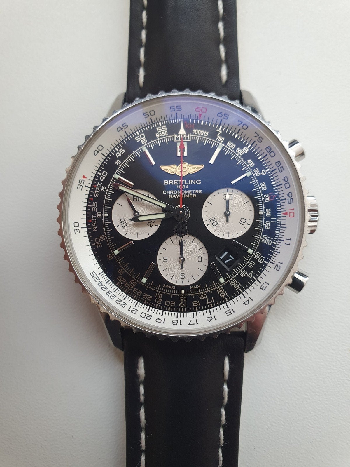 Originele Breitling Navitimer B01 Chronograph AB0120., Sieraden, Tassen en Uiterlijk, Horloges | Heren, Ophalen, Leer, Staal, Breitling