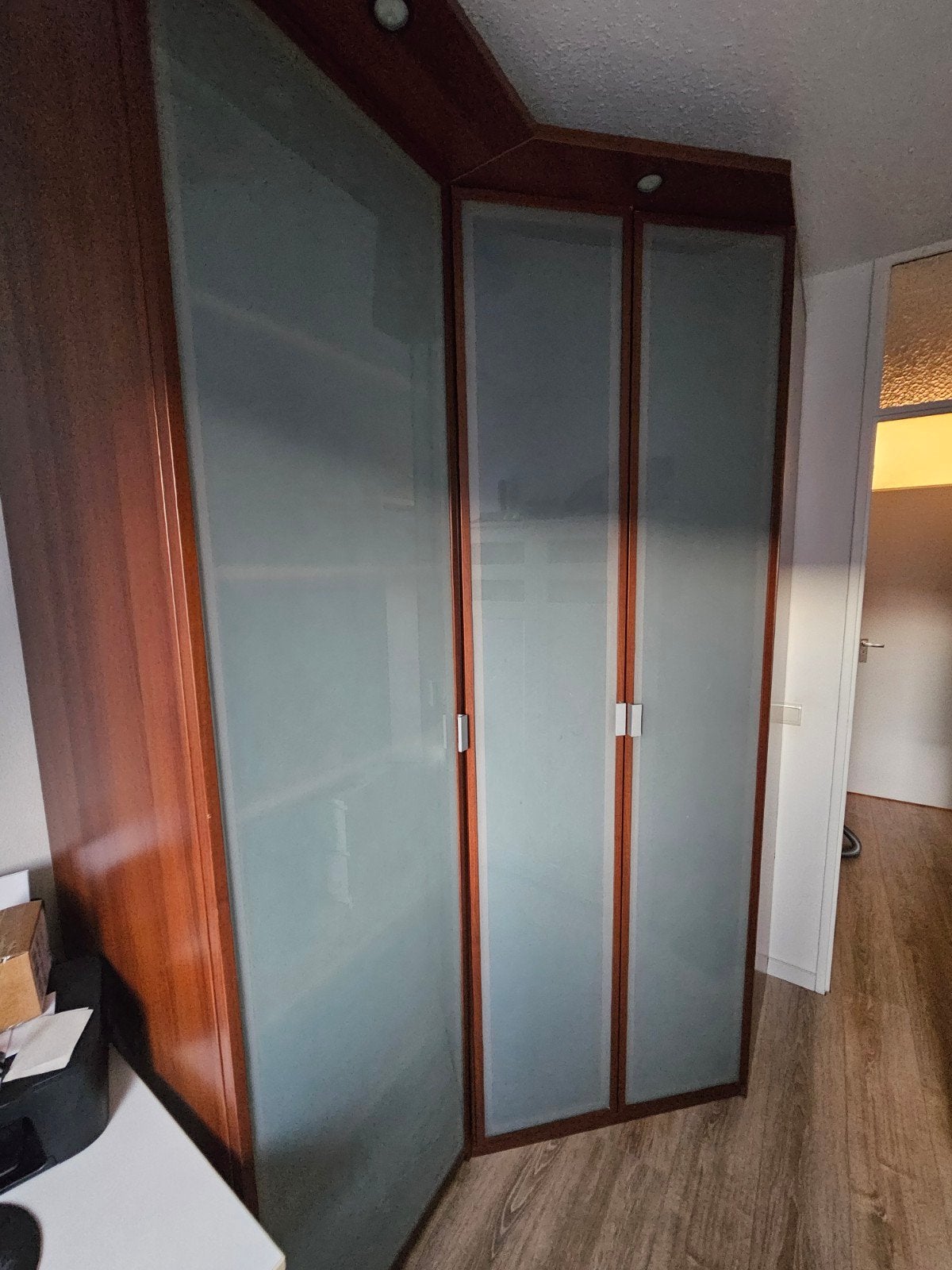Hoekkast (Pax) met glazen deuren en hang- en legruimte, Ophalen, Met deur(en), Gebruikt, 75 cm of meer