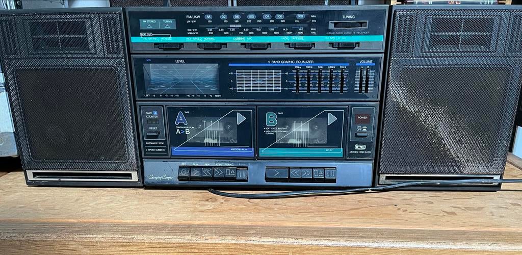 Vintage ICE SRR 2478 Boombox met Dubbele Cassettedeck, Audio, Tv en Foto, Radio's, Ophalen of Verzenden, Gebruikt, Radio