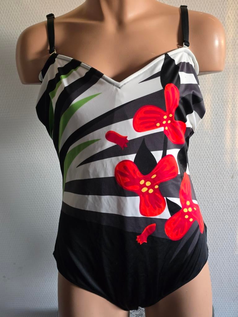 Felina dames Badpak met Bloemenprint - Maat 48D, Kleding | Dames, Grote Maten, Felina, Zwart, Nieuw, Ophalen of Verzenden