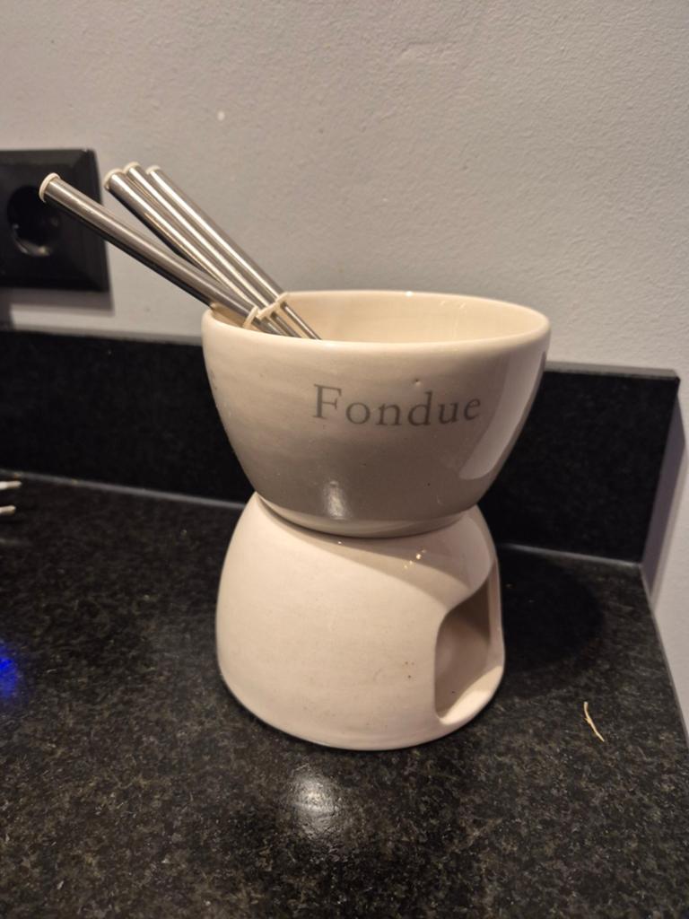 Keramische Fondue Set met Vorkjes, Ophalen of Verzenden