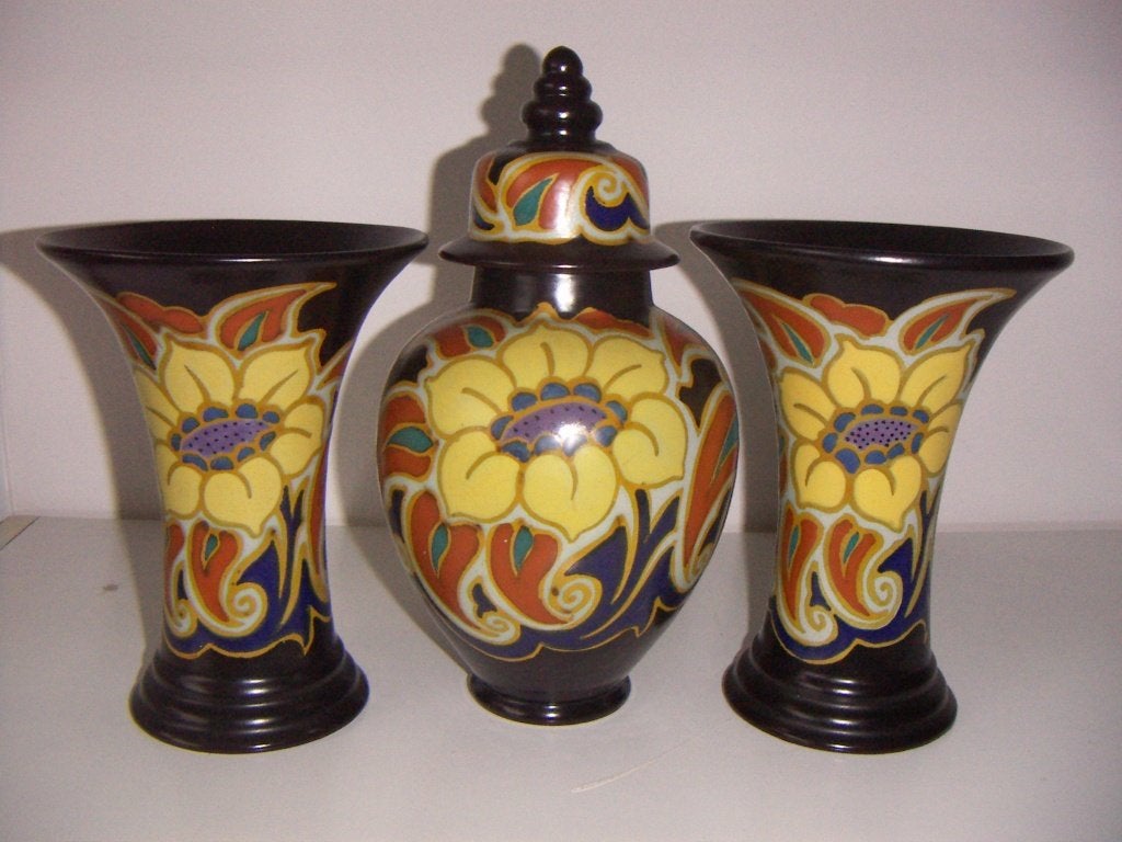 Gelria Arnhem plateel keramiek vazen jr.1926-1930. Natrius., Ophalen of Verzenden