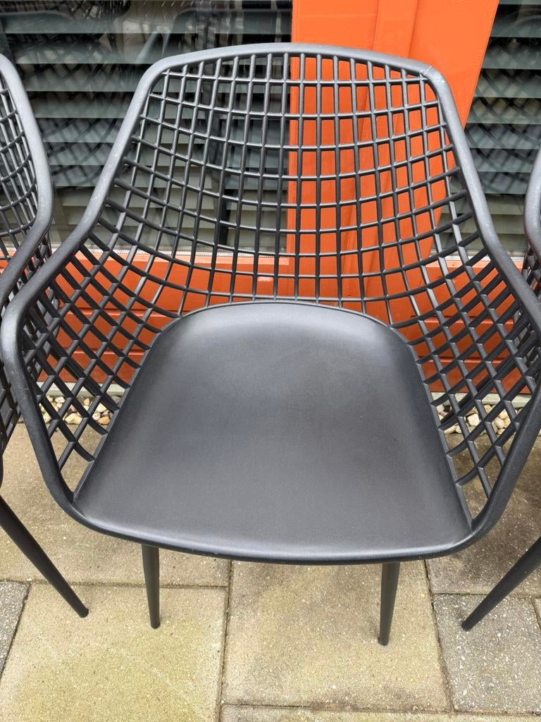 Tuinstoelen 6x zwart, I.Z.G.S., Ophalen, Kunststof, Zwart, Zo goed als nieuw
