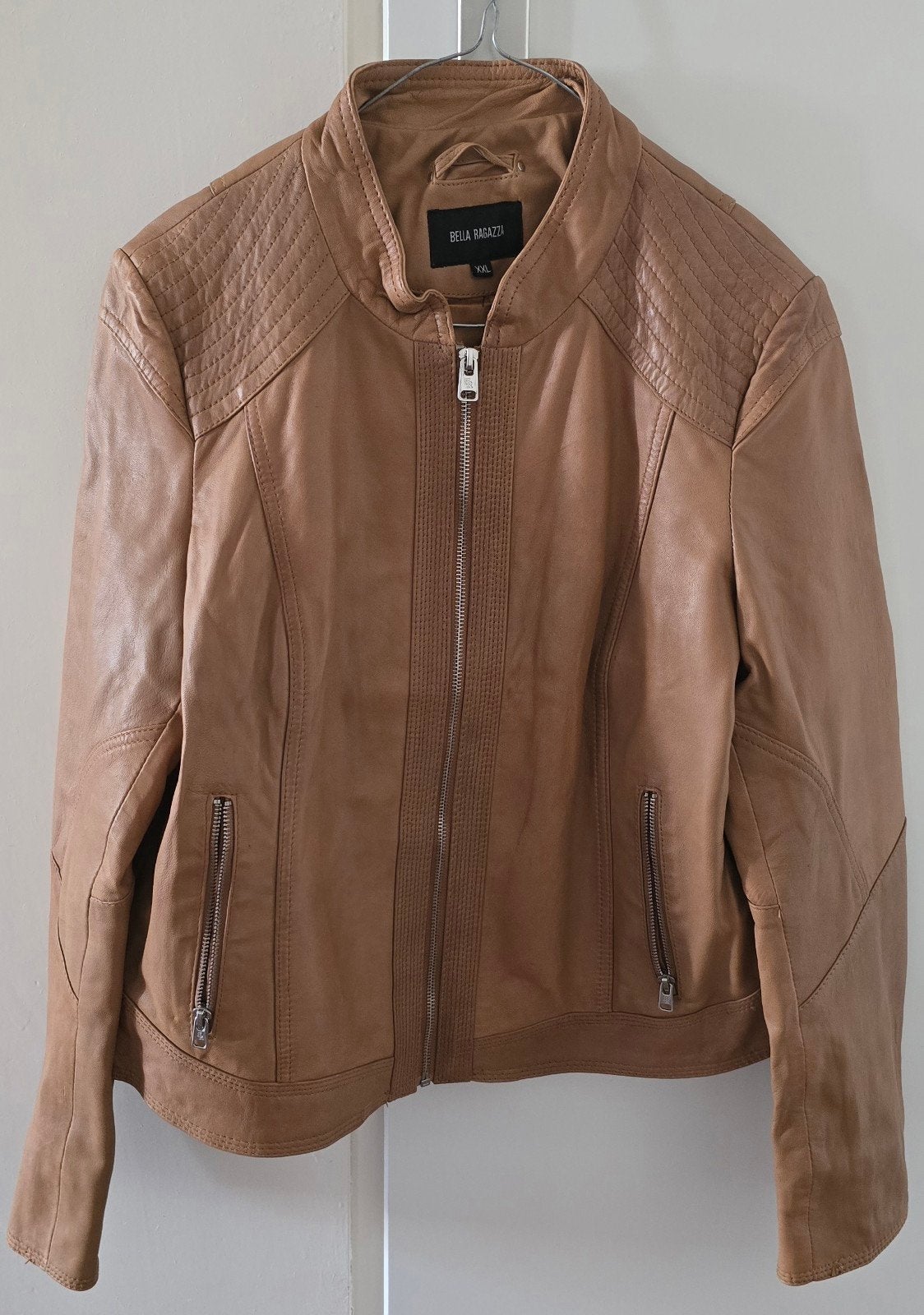 Bella Ragazza leren damesjas – 100% schapenleer – XXL, Ophalen, Zo goed als nieuw, Maat 46/48 (XL) of groter, Bruin