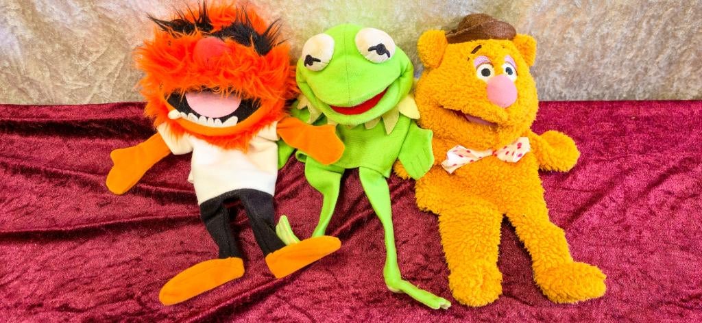 Muppet handpoppen kermit, animal en fozzie. Muppetshow., Verzamelen, Ophalen of Verzenden, Zo goed als nieuw, Tv, Actiefiguur of Pop