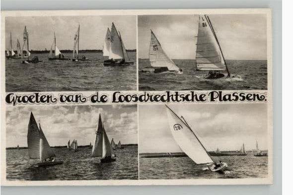 Loosdrechtsche Plassen 4 afb, zegel + st 1944, Ophalen of Verzenden, 1940 tot 1960, Gelopen, Noord-Holland