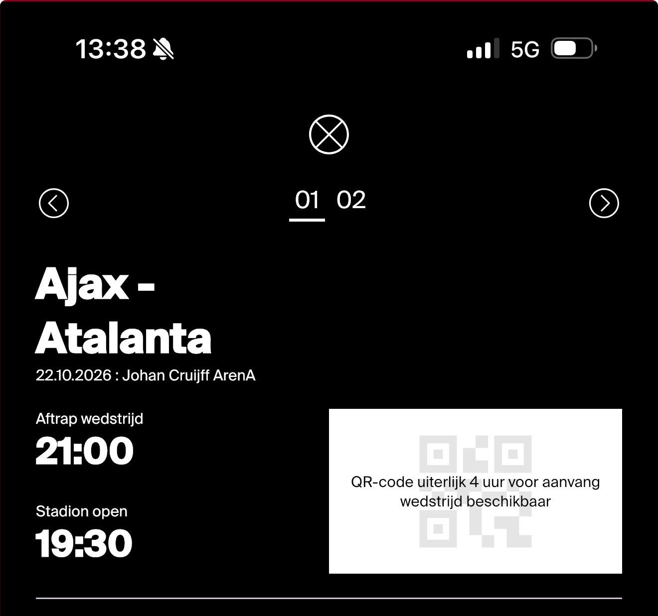Ajax - Atalanta 2 tickets, Twee personen, Oktober