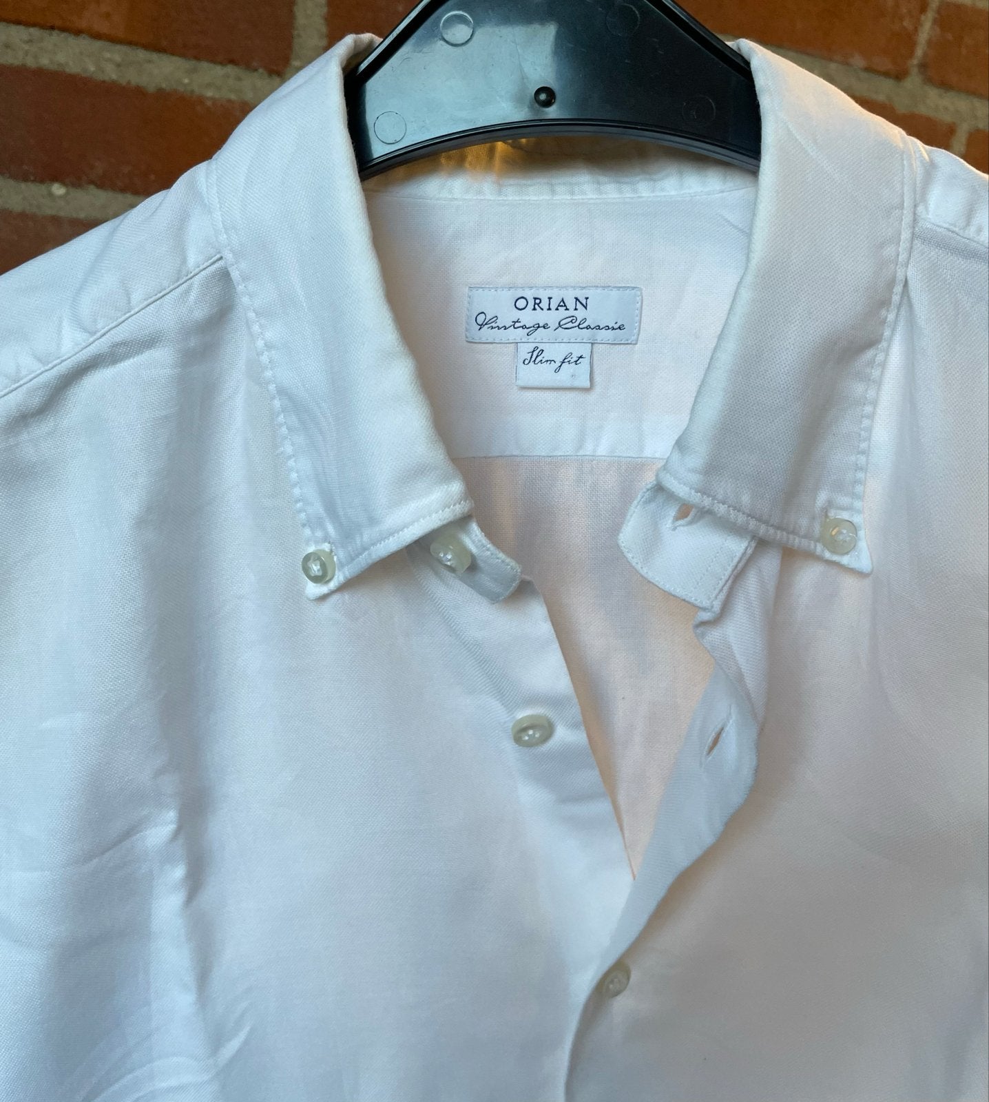 Orian Vintage Classic Oxford overhemd slim fit wit katoen, Ophalen of Verzenden, Gedragen, Wit, Halswijdte 41/42 (L)