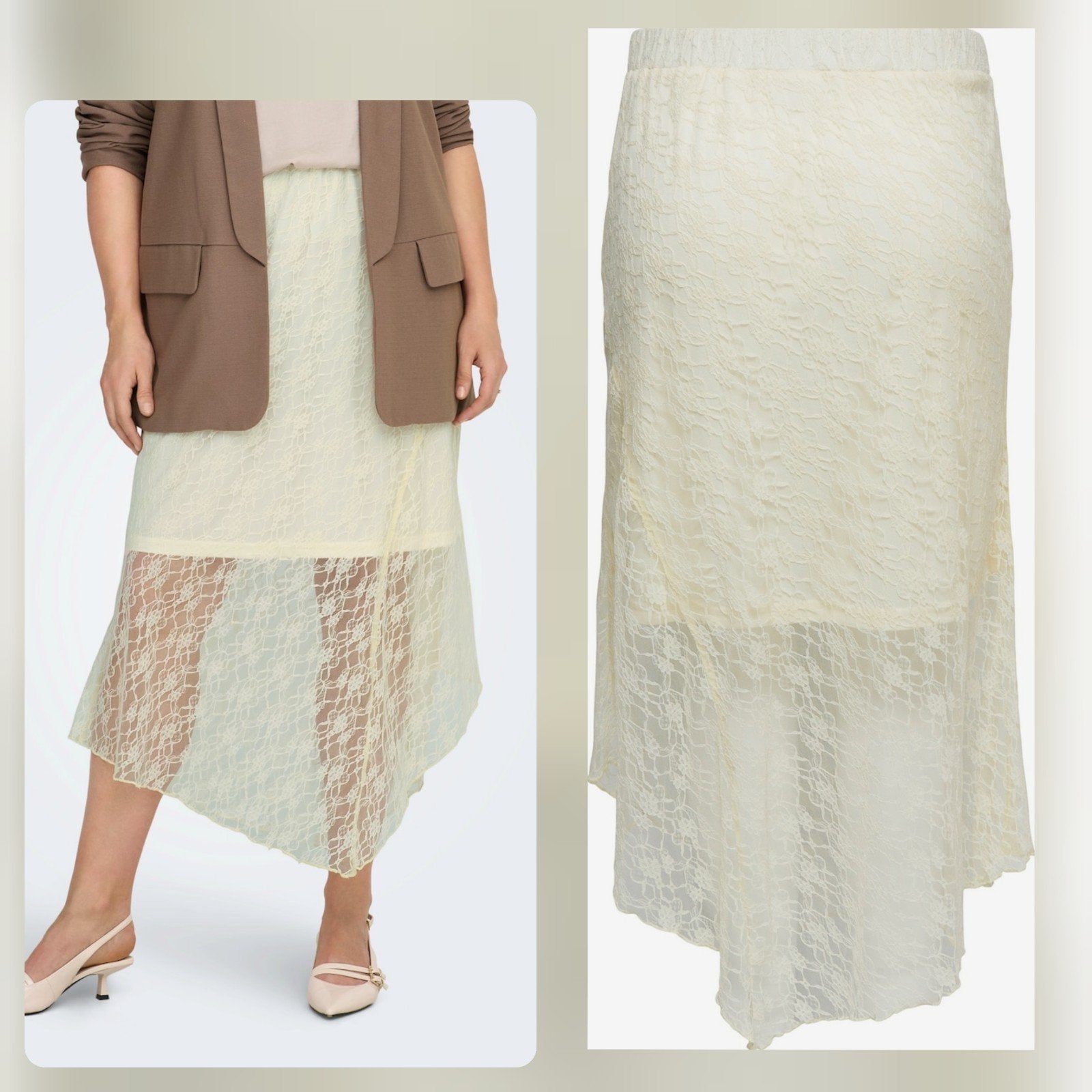 Roomkleurige kanten rok Carcarne Only Carmakoma Maat 50/52, Kleding | Dames, Grote Maten, O, O, Rok, Nieuw