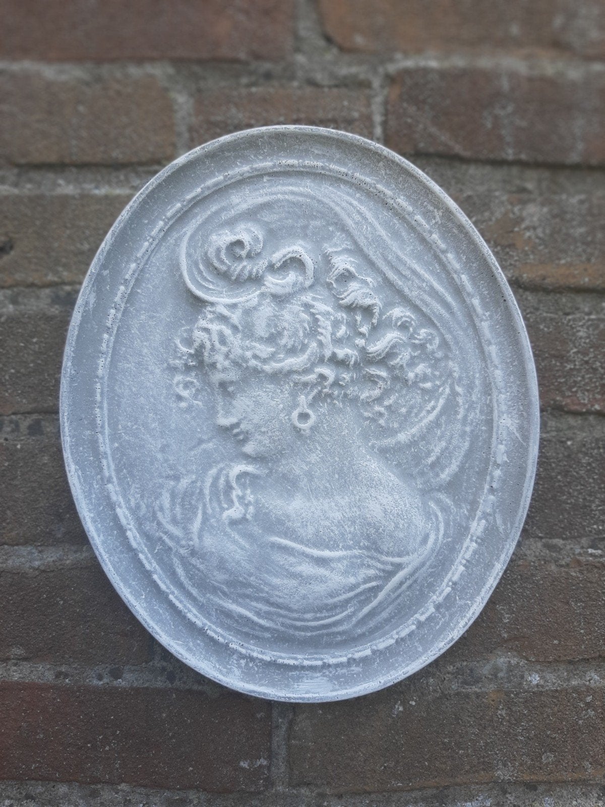Portret dame wanddecoratie betonnen beeld tuinbeeld vrouw, Ophalen of Verzenden, Nieuw