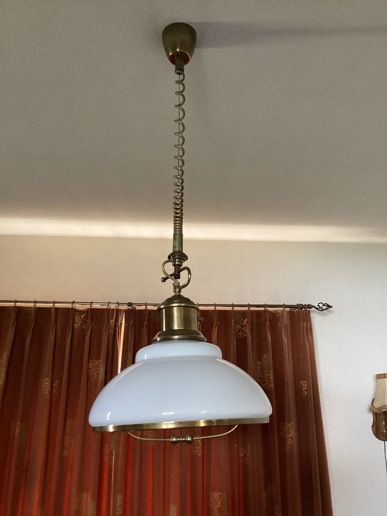 Eettafel lamp melkglas, Ophalen, Glas