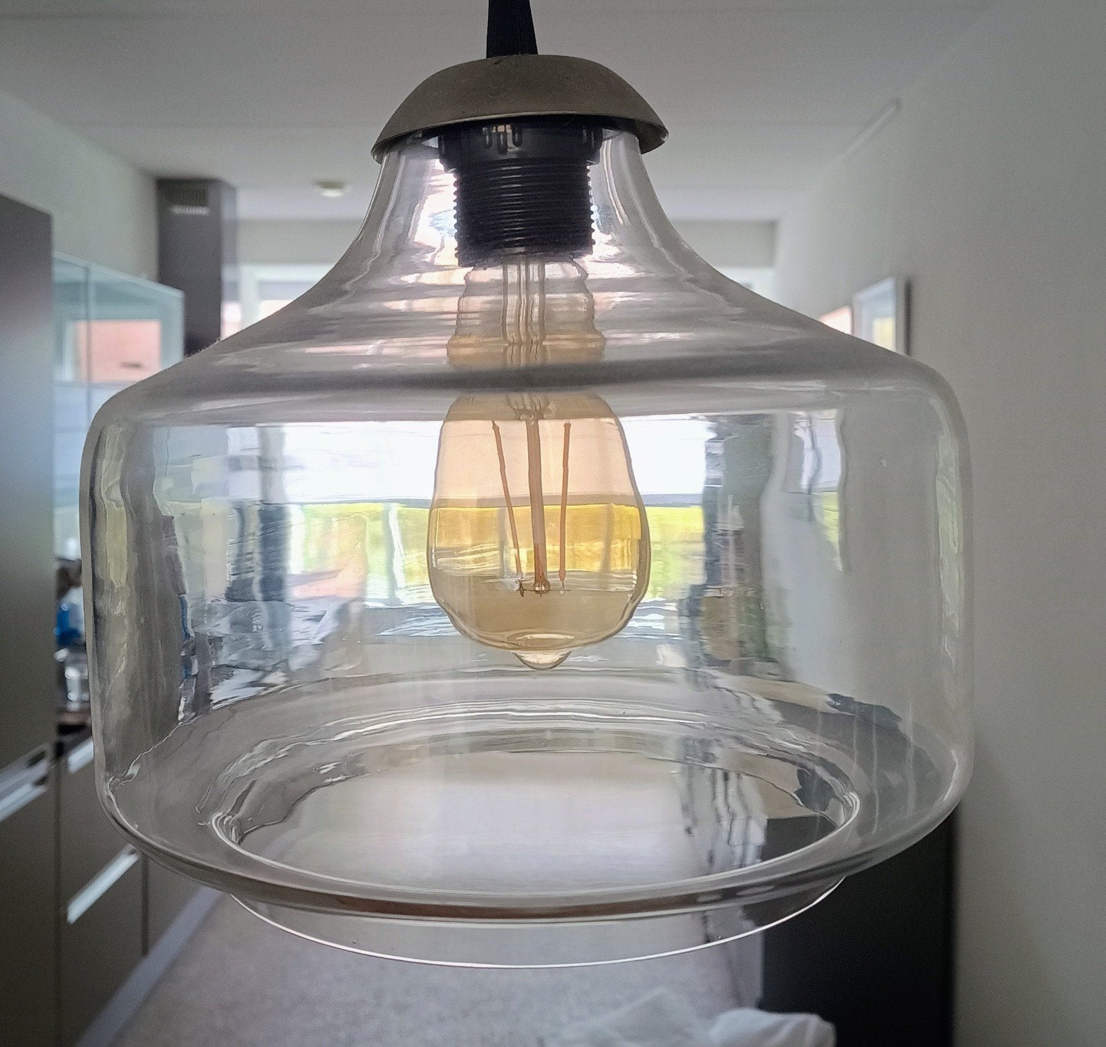 mooie hanglamp met 4 verschillende glazen kappen, Ophalen, Overige typen, Gebruikt, Overige merken