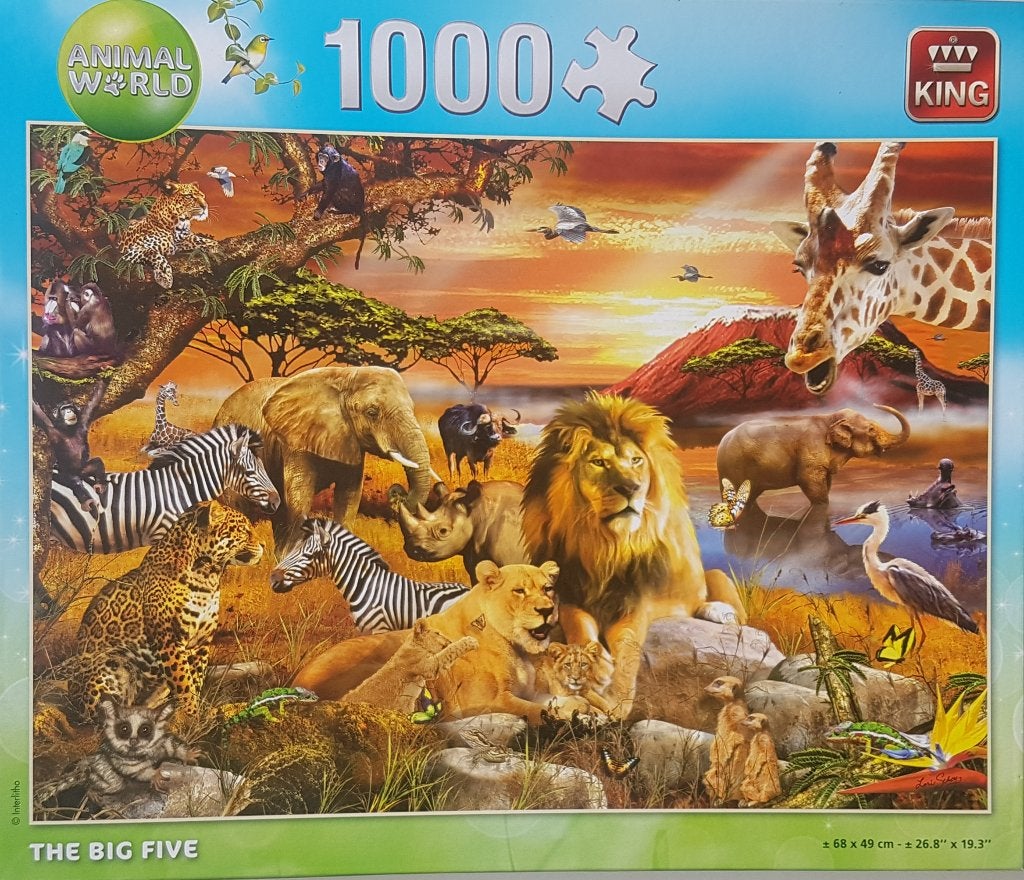 King puzzel The Big Five 1000 pc. zgan., Ophalen of Verzenden, 500 t/m 1500 stukjes, Zo goed als nieuw, Legpuzzel