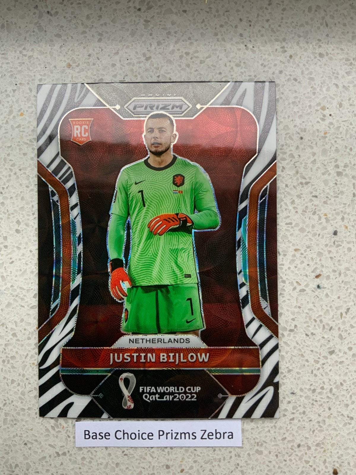 Justin Bijlow 2022 Panini Prizm WC Qatar Choice Zebra Prizms, Verzamelen, Sportartikelen en Voetbal, Verzenden, Nieuw, Feyenoord