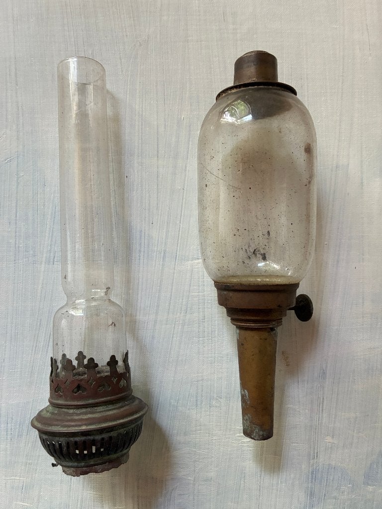 Onderdelen antieke olielamp lamp, Ophalen of Verzenden