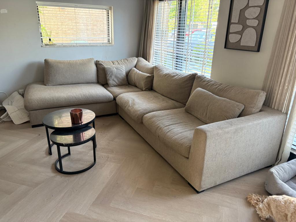 Beige grote hoekbank, Ophalen, Gebruikt