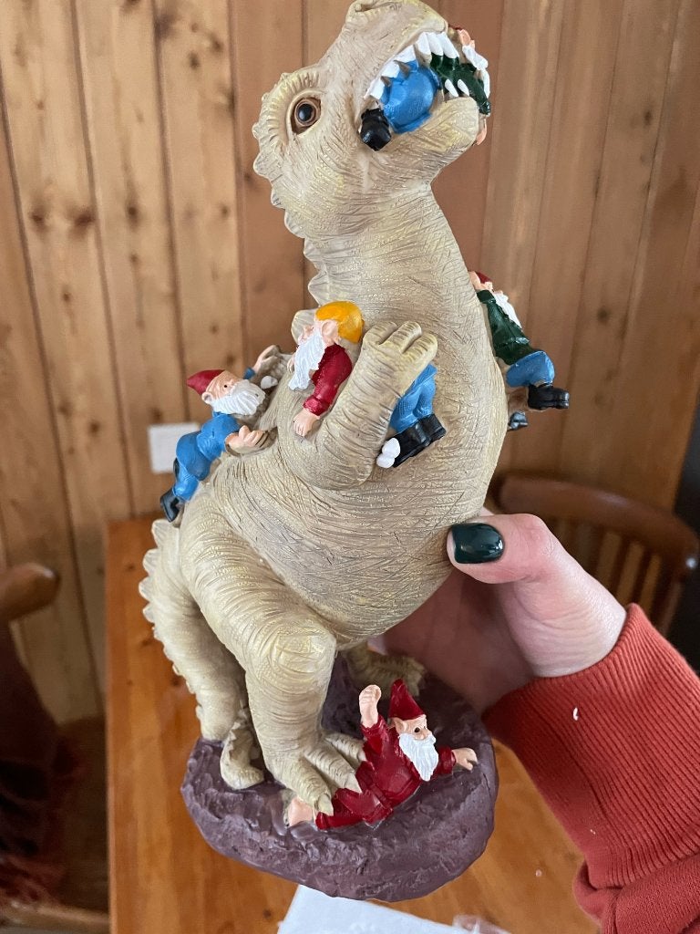 Dinosaurus Met Tuinkabouters / Tuinkabouter Dino Tuinbeeld, Verzenden, Nieuw, Tuinkabouter