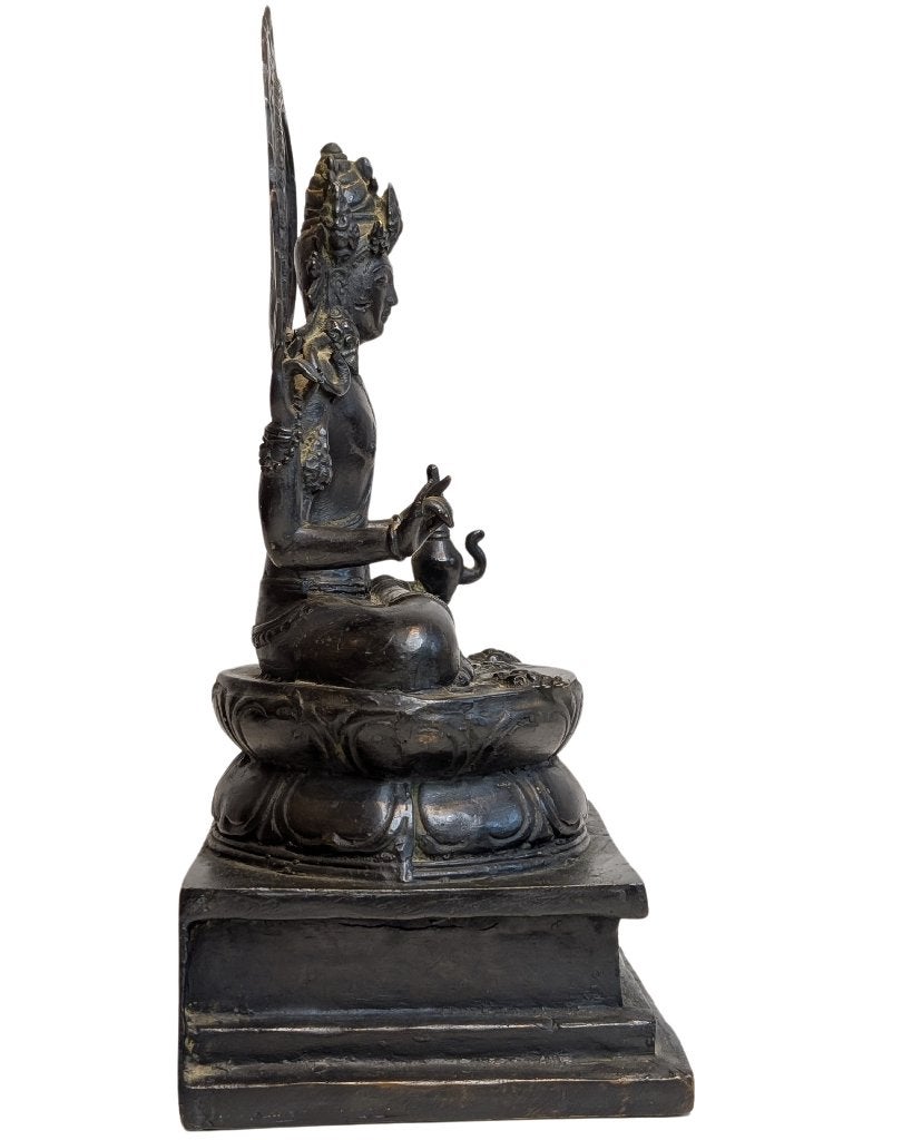 Bronzen Avalokiteshvara – Tibetaans/Nepalees – 028, Zwart, Gebruikt, 34 cm, Ophalen of Verzenden