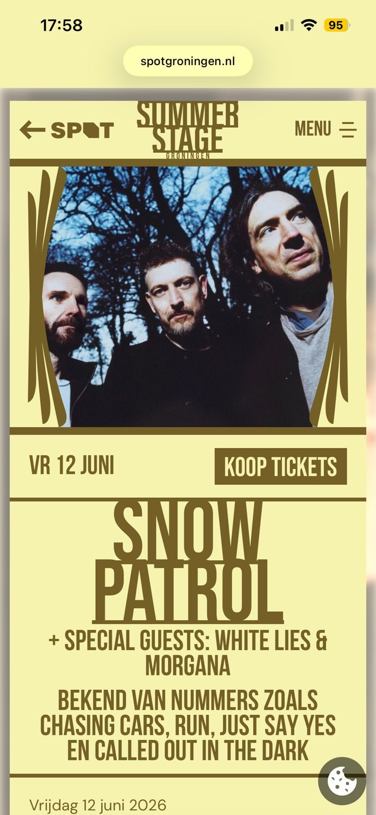 Snow Patrol concert, Tickets en Kaartjes, Twee personen, Juni