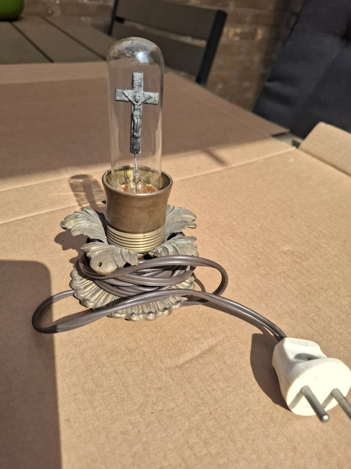 Vintage Kruisbeeld Lamp - Uniek Decoratief Stuk, Ophalen of Verzenden