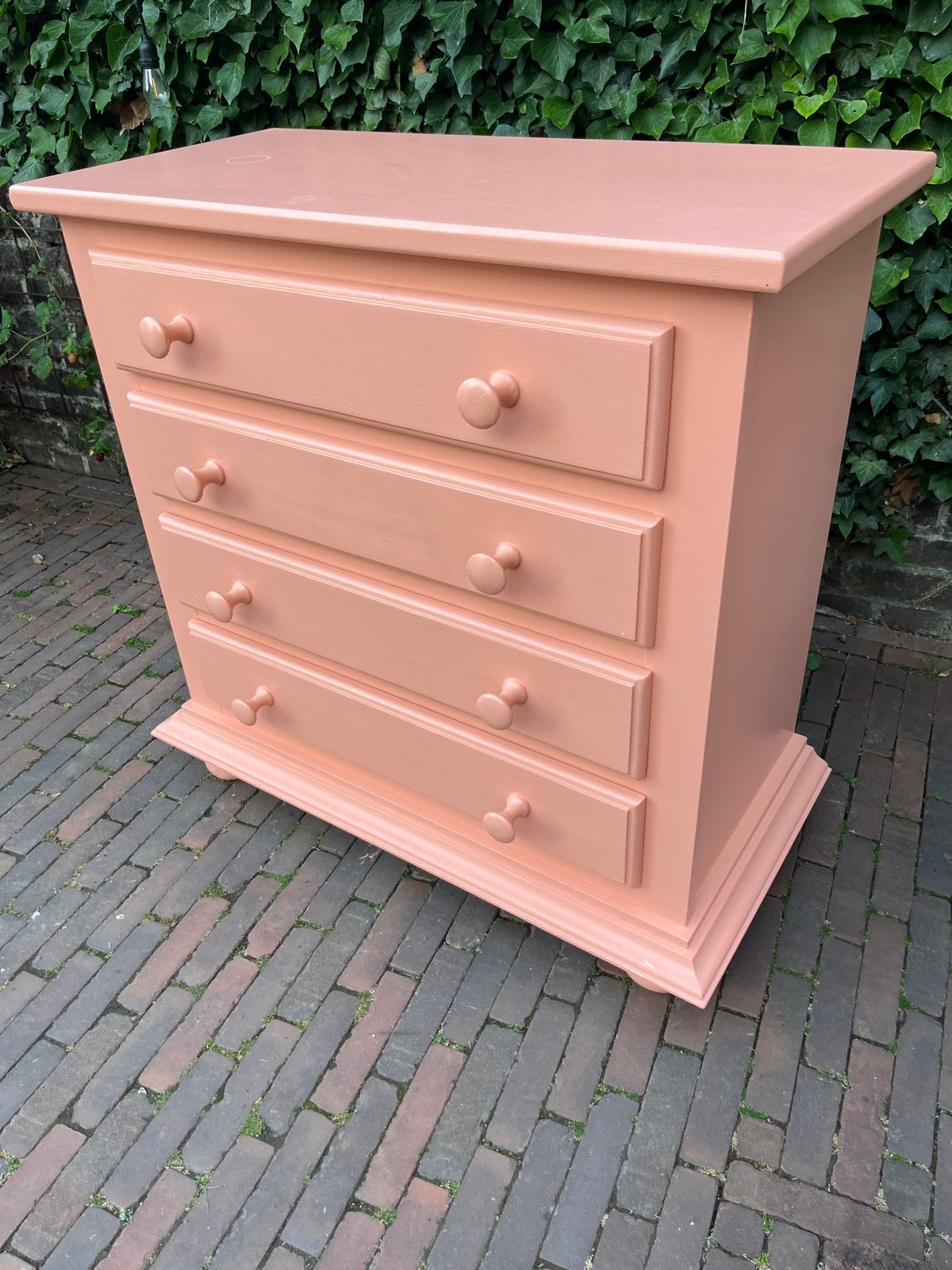 Roze ladekast met 4 laden - in goede staat, Ophalen, Gebruikt, 50 tot 100 cm, 3 of 4 laden