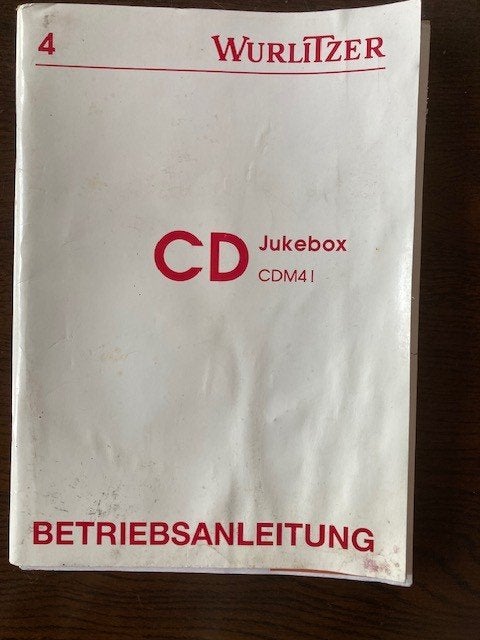 WURLITZER CD JUKEBOX CDM4I BETRIEBSANLEITUNG, Ophalen of Verzenden, Gebruikt, 1970 tot heden, Wurlitzer