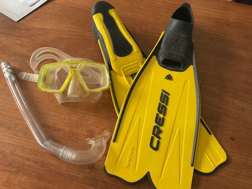 Cressi Snorkelset: Masker, Snorkel en Vinnen. Maat 35/36, Ophalen, Zo goed als nieuw, Snorkelset