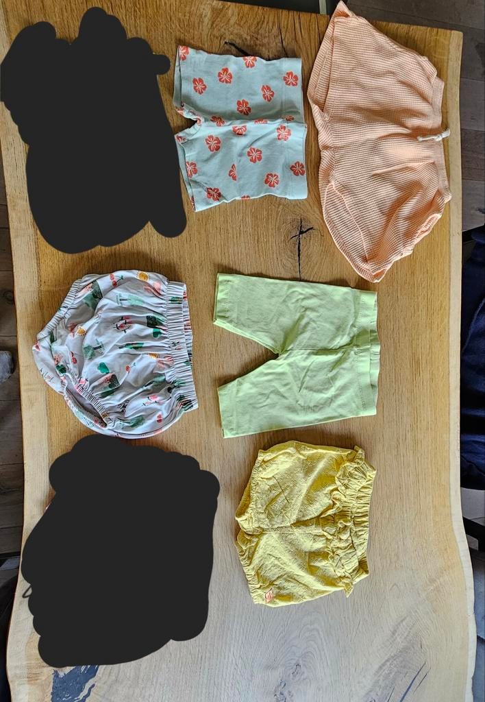 Partij 5 korte broekjes zomer babymeisje maat 74 HEMA ZARA, Ophalen of Verzenden