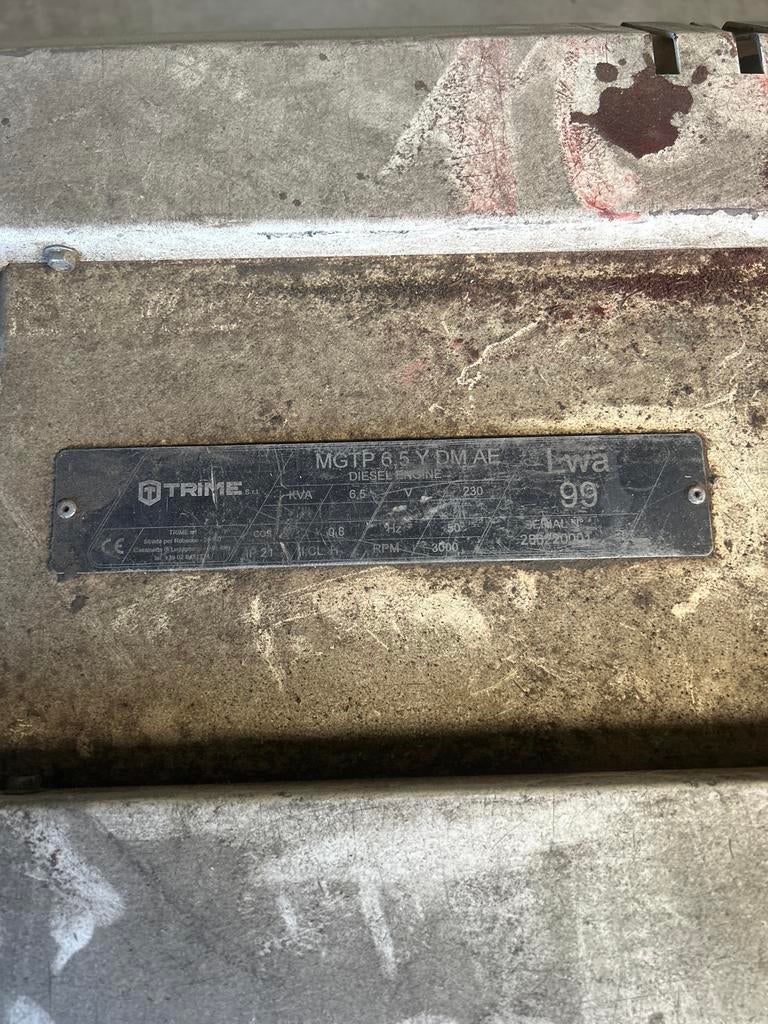 Trime MGTP 6.5 Y DMAE Diesel Generator - Defect, Ophalen of Verzenden, Gebruikt, 5 tot 10 kVA, Dieselolie