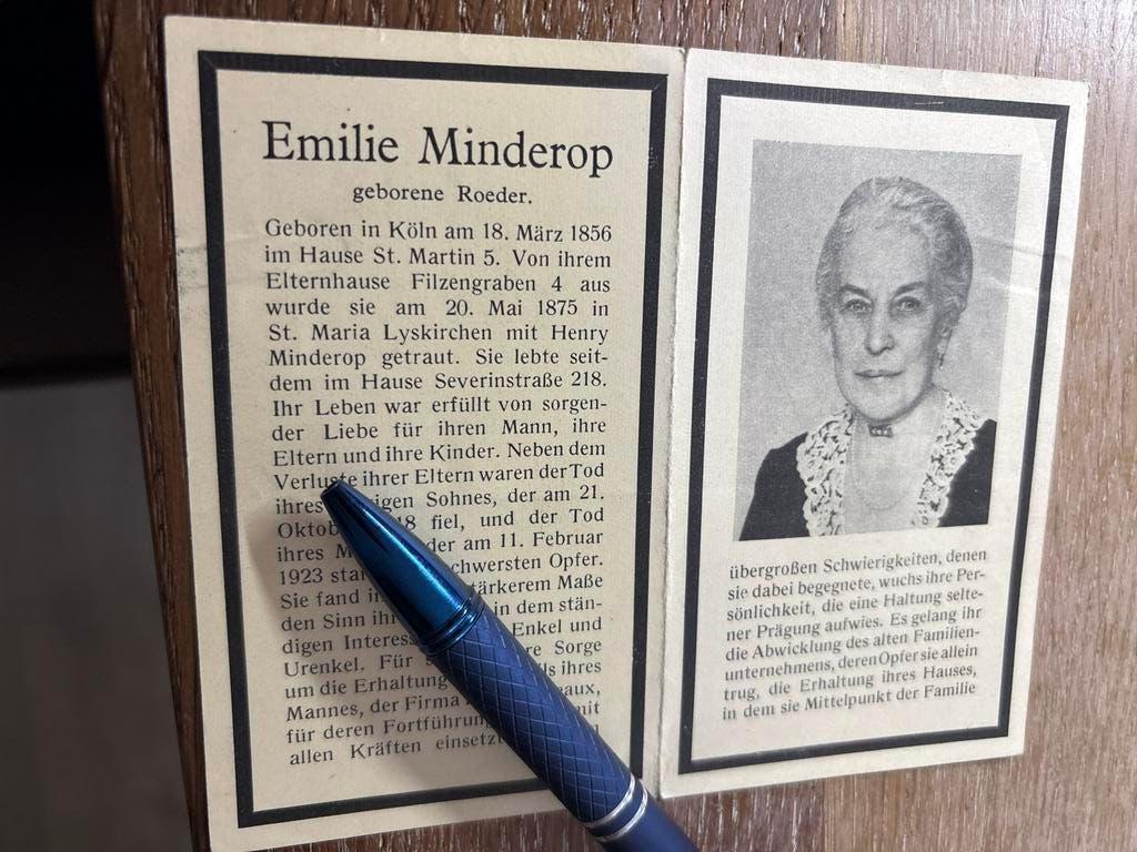 Roeder Emilie 1856 Keulen 1941 x Minderop, Ophalen of Verzenden, Bidprentje