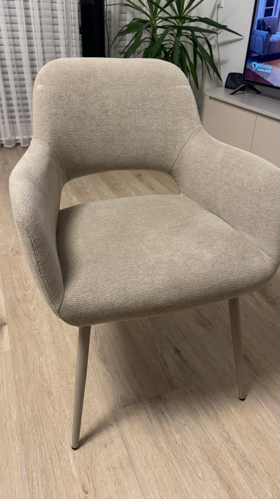 4 stoffen eetkamerstoel - Beige, Ophalen, Overige kleuren, Zo goed als nieuw, Vier