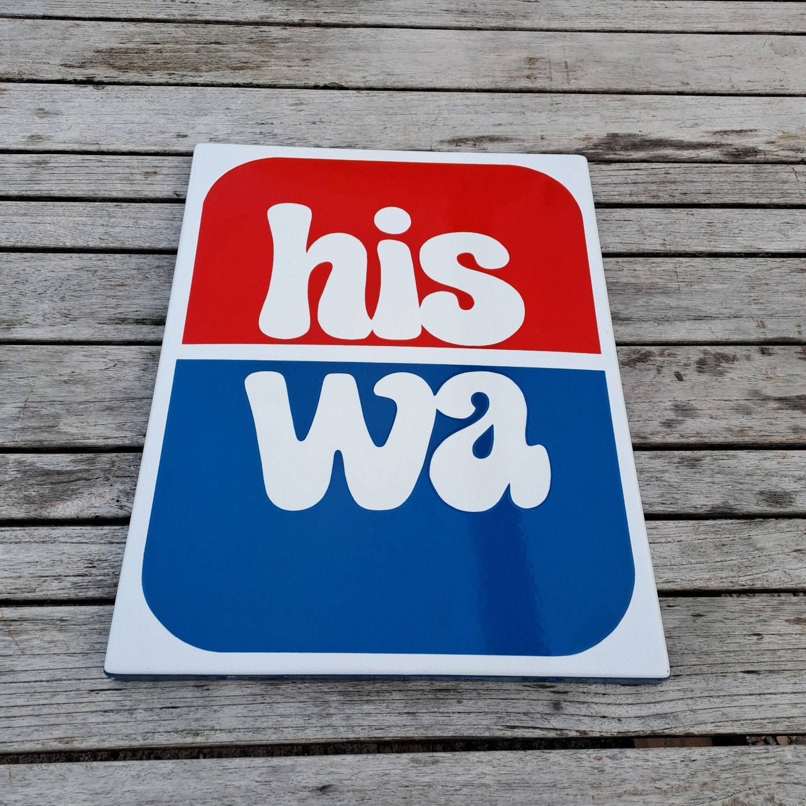 hiswa emaille reclamebord 39x30cm, Ophalen of Verzenden, Gebruikt, Reclamebord