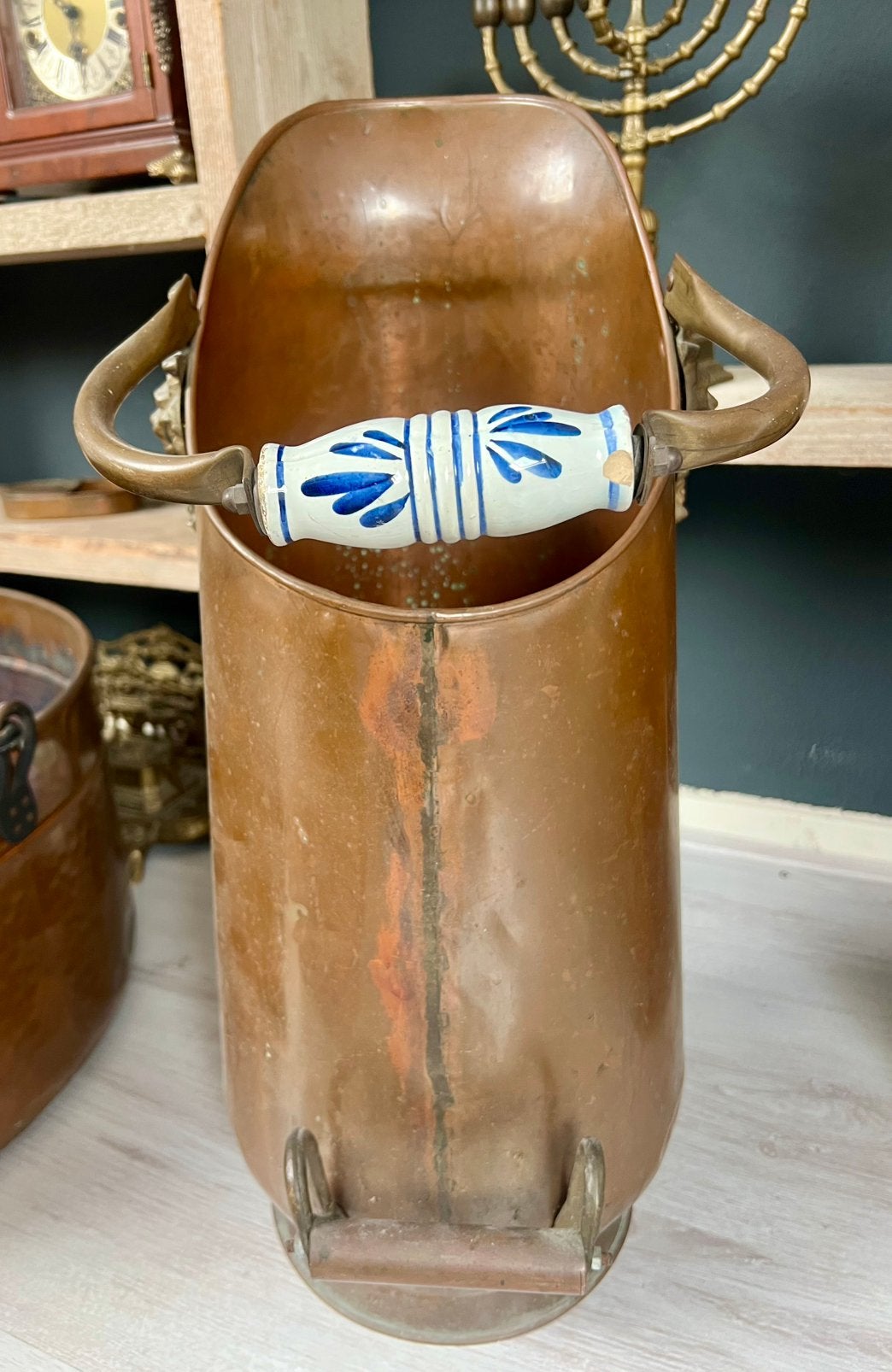 Antieke koperen kolenkit / haardkit, Antiek en Kunst, Antiek | Koper en Brons, Ophalen of Verzenden, Koper