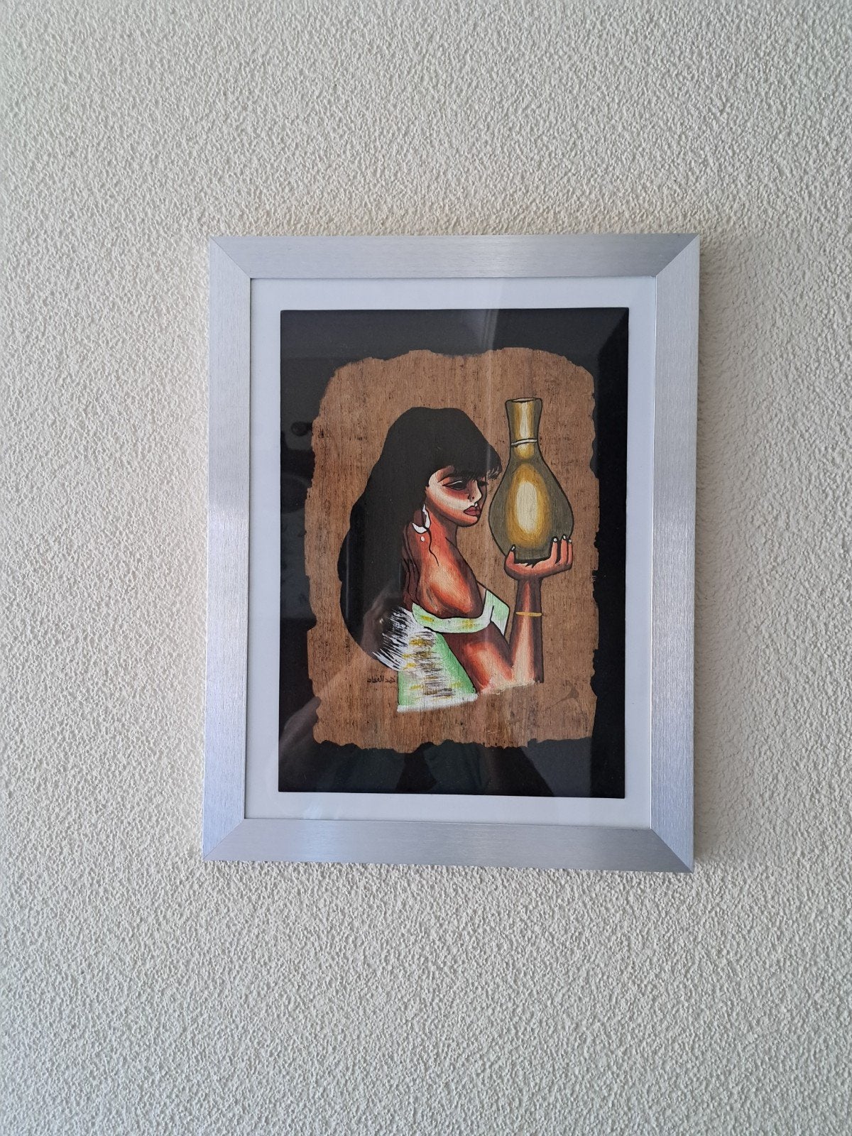 EGYPTISCH PAPYRUS IN ZILVER KLEURIGE LIJST, Ophalen of Verzenden