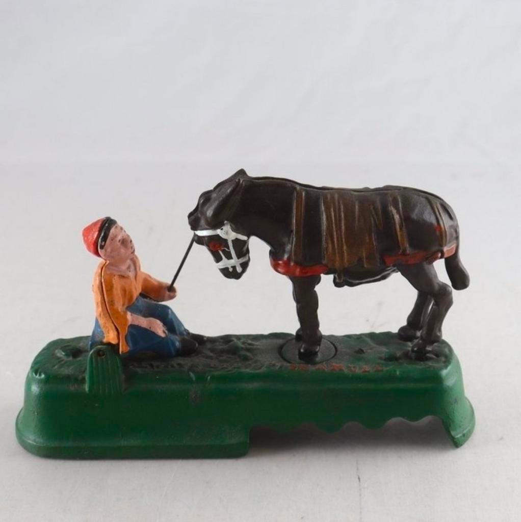Mechanische Spaarpot "Always Did 'Spise a Mule" - Gietijzer, Verzamelen, Spaarpotten, Ophalen of Verzenden