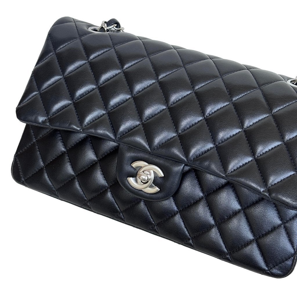 Chanel classic double flap timeless 2.55 zwart zilver tas image 2