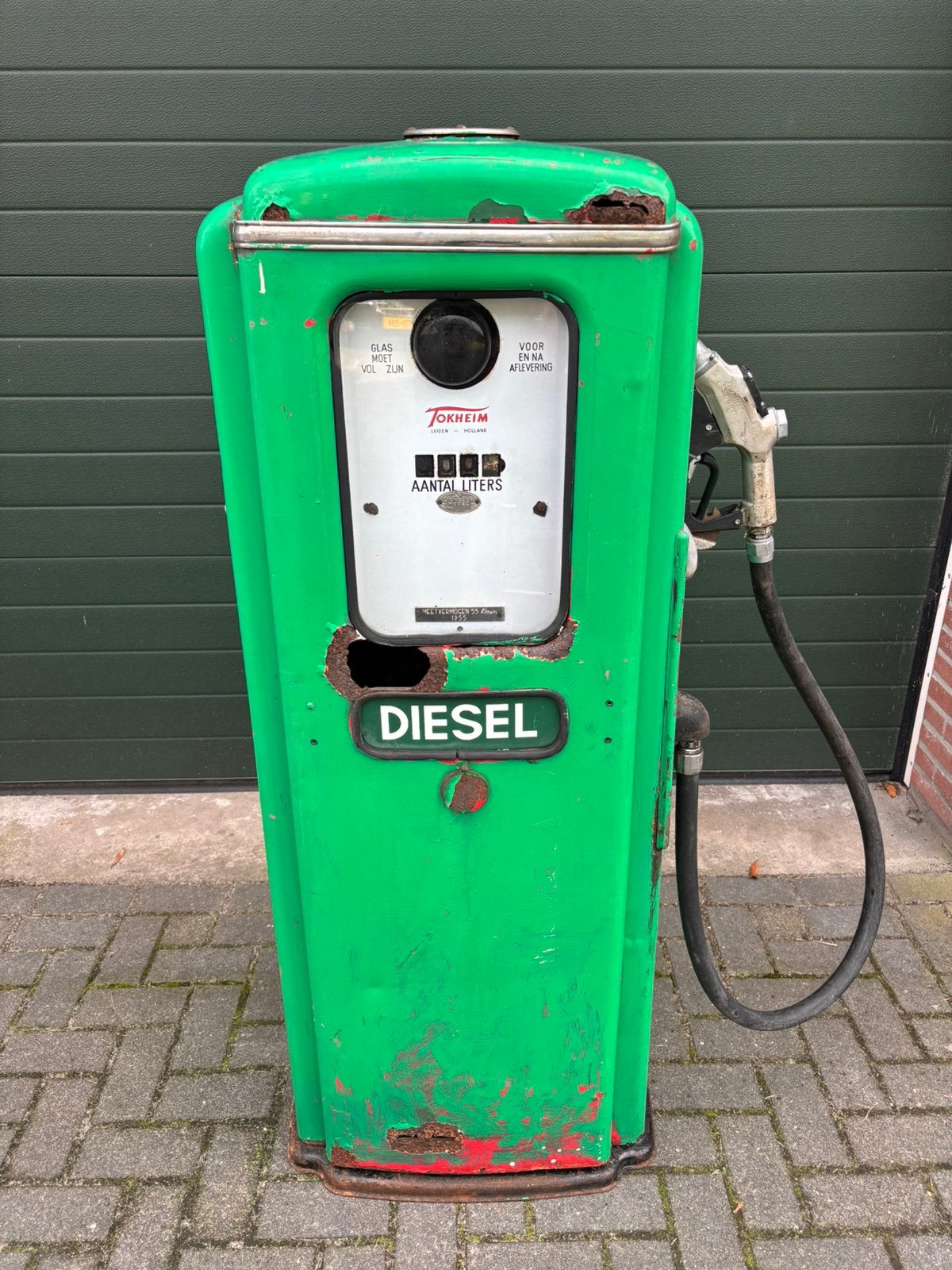 Tokheim t39 benzinepomp patina benzinepomp p300 mancave cafe, Ophalen, Zo goed als nieuw, Reclamebord