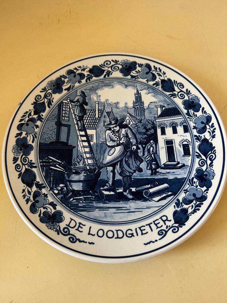 Jaren 80 De loodgieter van Jan Luyken Delftsblauw bord, Antiek en Kunst, Ophalen of Verzenden