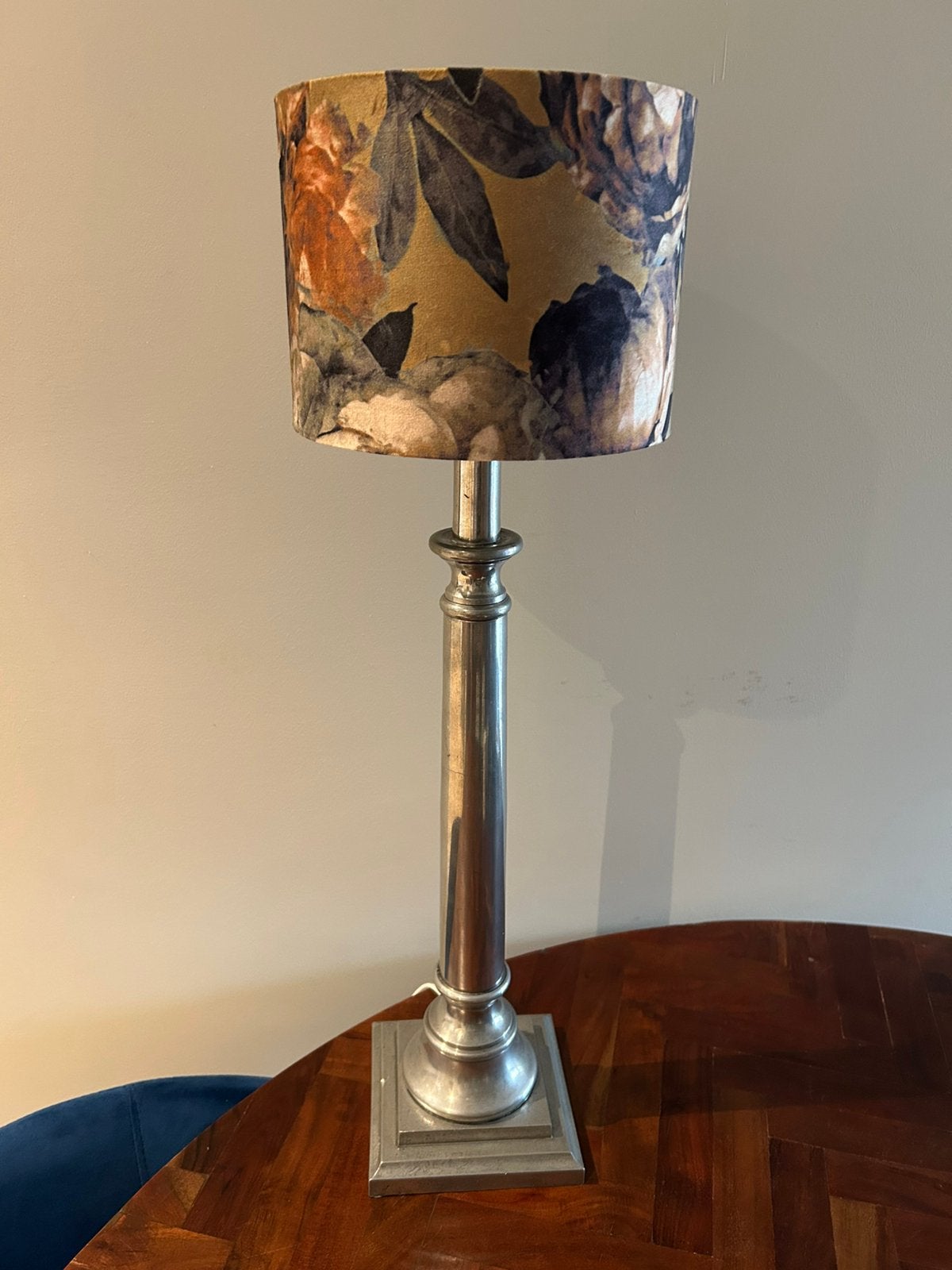 Grote Tinnen lamp 54cm hoog vintage, Huis en Inrichting, Metaal, Gebruikt, Tafellamp, Ophalen of Verzenden