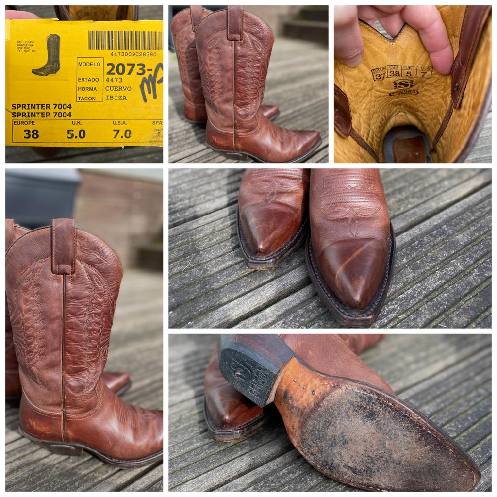 Sendra Cowgirl Laarzen, Cuervo leest, Ibiza hak, 38 (37), Kleding | Dames, Bruin, Lage of Enkellaarzen, Ophalen of Verzenden, Zo goed als nieuw