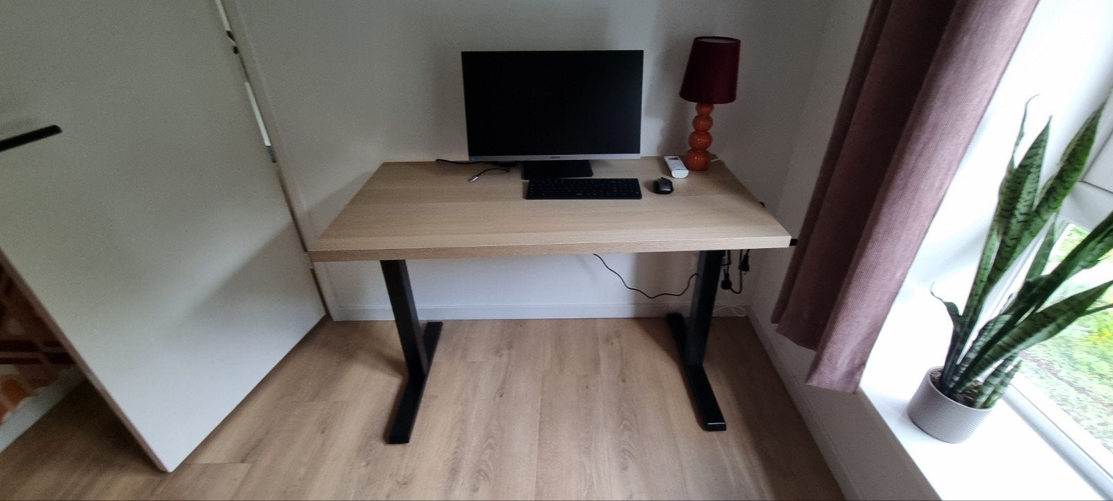 Zit-sta bureau met slinger verstelbaar 120x60 cm, Hout, In hoogte verstelbaar, Ophalen of Verzenden, Zo goed als nieuw