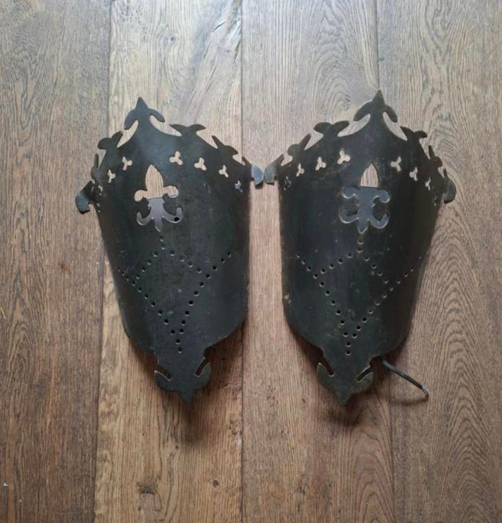 2 mooie plaatijzeren vintage wandlampen, Ophalen of Verzenden, Gebruikt, Overige materialen, Vintage