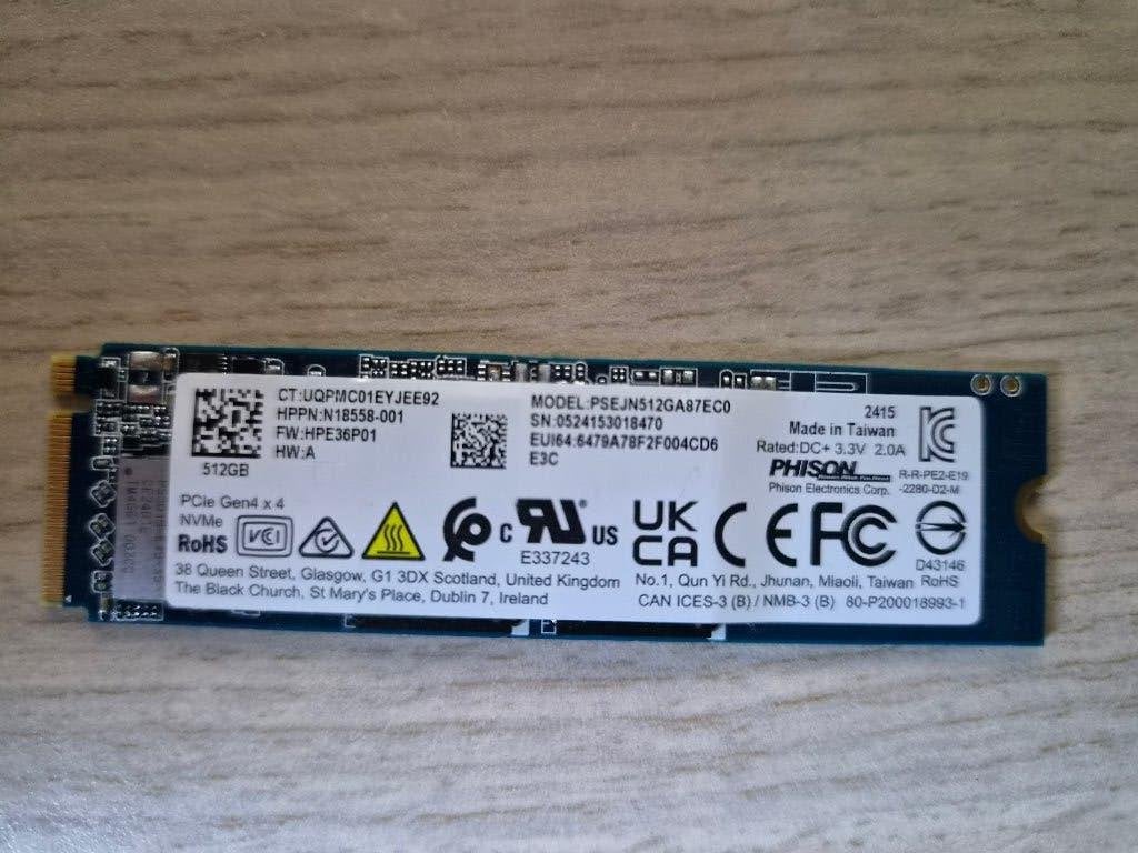 Phison PSEJN512GA87EC0 NVMe SSD - 512GB - M.2 2280, Computers en Software, Harde schijven, Phison, Intern, 512GB, Ophalen of Verzenden