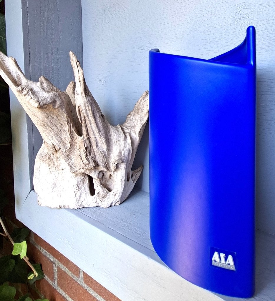 Vintage  blauwe ASA vaas- kobaltblauw ellips vormig keramiek, Huis en Inrichting, Woonaccessoires | Vazen, Gebruikt, Blauw, Ophalen of Verzenden