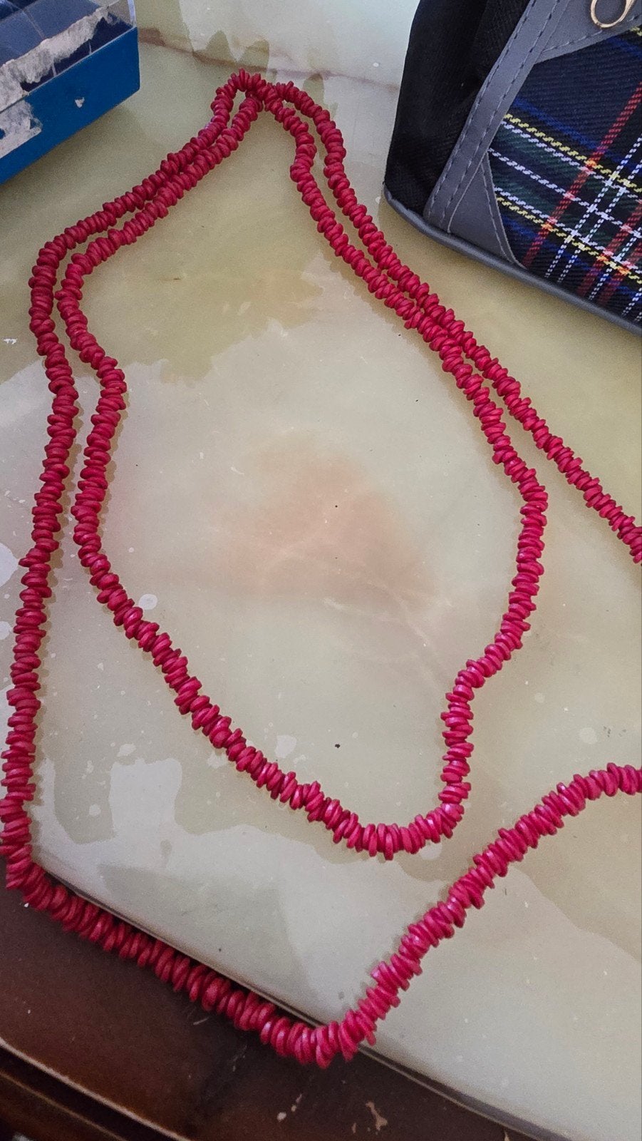 Antieke rode dames ketting, Ophalen of Verzenden, Gebruikt, Rood, Overige materialen