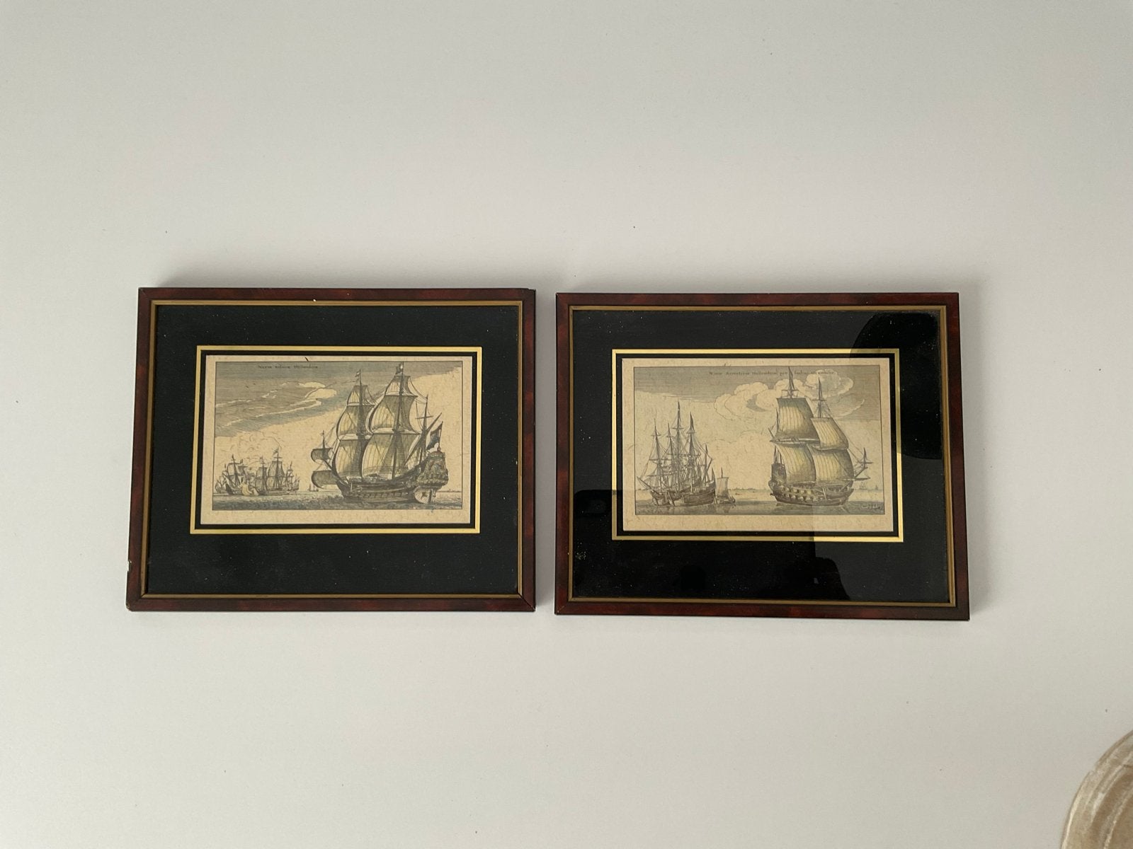 Twee ingelijste gravures: Naves Bellicae Hollandicae, Ophalen, Ingelijst, Militair, 1600 - 1699