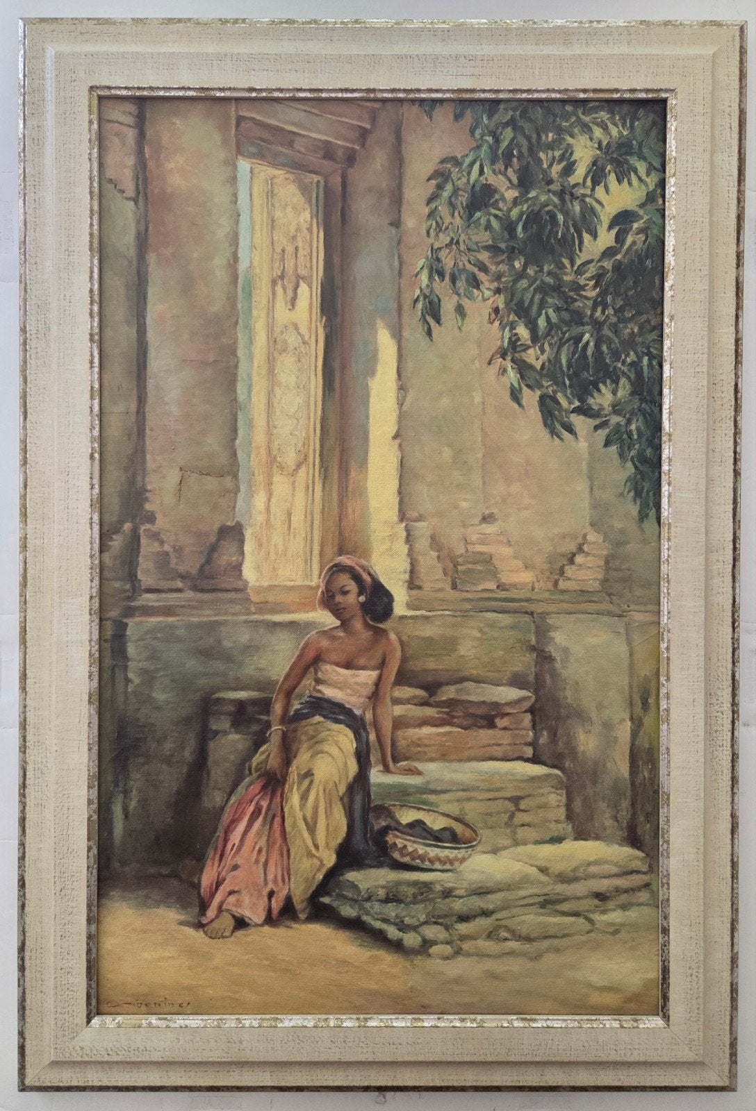 Naar WG Hofker. Puri Paleis, Ubud. Olieverf op doek., Ophalen of Verzenden
